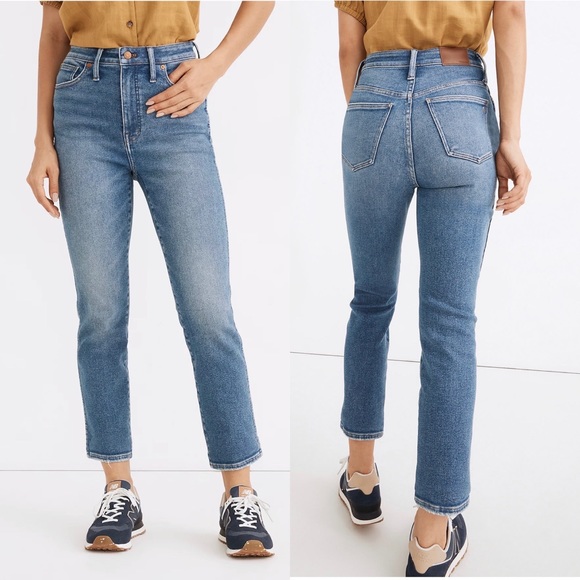 Madewell Stovepipe High Waist Rise Jeans in Ditmas Wash Straight Leg MC539 24 - Picture 2 of 16